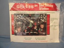 VINTAGE CHRISTMAS ~ STIK-EES GIANT VINYL DECAL WINDOW CLINGS ~ NIP ~ #1