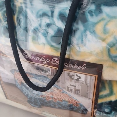 Cloudy Blanket Abstract Blue Yellow White Patterned Bedding Blanket