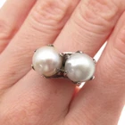 925 Sterling Silver Antique Victorian Real Akoya Pearl Oxidized Ring Size 7.25
