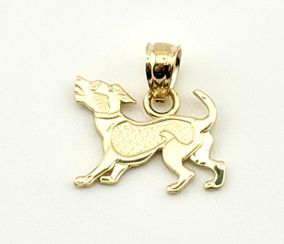 14 K Gelbgold massiv Gold HUND Anhänger und Charm