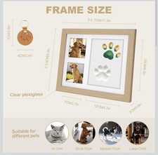 Pet Memorial Gift Set Dog Cat Paw Print Kit with Wood Frame, Paw-Shaped