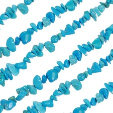 32 Inches 5-8mm Natural Blue Turquoise Gemstone Strand Chips Lake Blue 