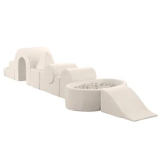 KIDKII Lux Play Set 9-Piece Firm Foam Climbing and Ball Pit for Toddlers, Beige
