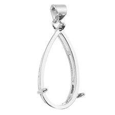 Blank Pendant Tray, 13 x 25 mm Drop-Shaped Bezel Tray Setting, Silver