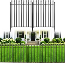Kingido 10 Panels No Dig Decorative Garden Fence, 81 cm (H) x 671 cm (L) Rust