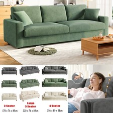 3 Seater 4 Seater Corduroy Sofa Modern Sofa Couch Seats Settee with 2 Pillows