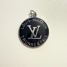 LV Zipper Pull Upcycled Charm Pendant Repurposed Silver Tone & Black