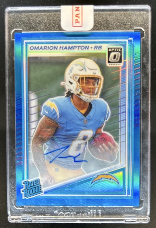2025 Donruss Optic Omarion Hampton Rated Rookie RPS Auto Neon Blue Prizm #/299