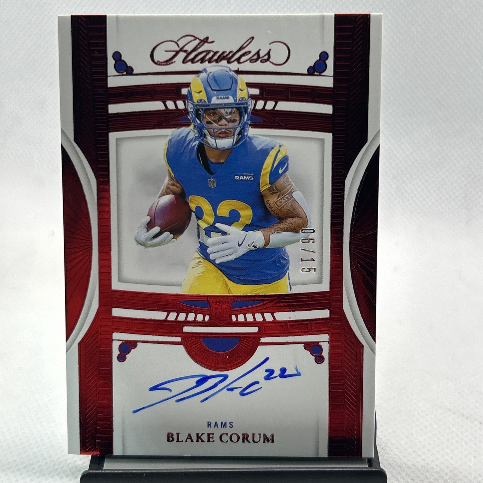 Blake Corum Panini Flawless Rookie Debut Signatures #RDSBCM Ruby