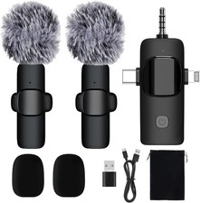 NEW Wireless Lavalier Microphone Noise Reduction Lapel Mic For Camera Record