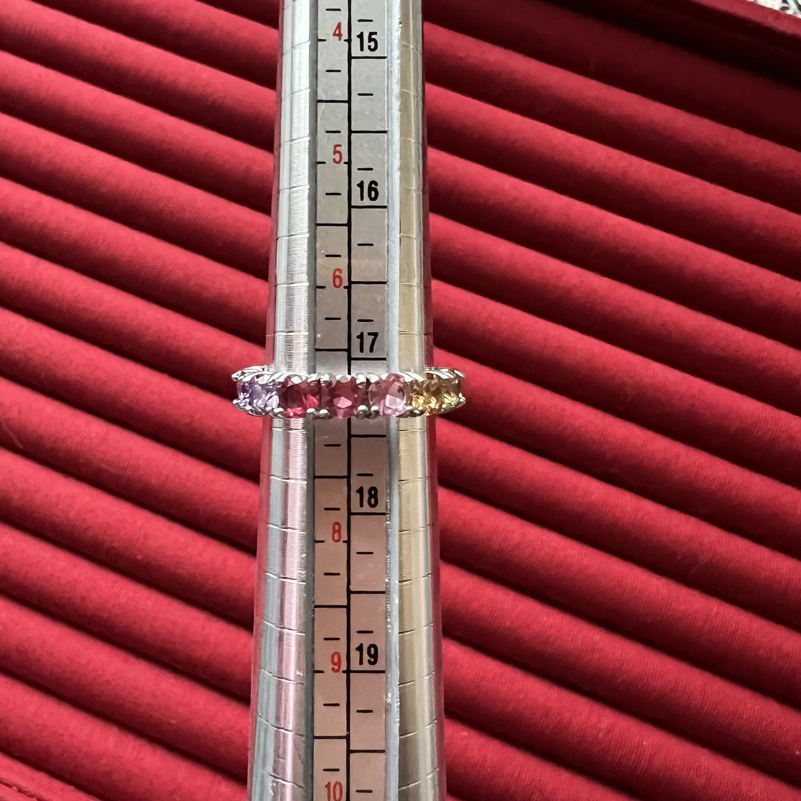 925 Rainbow Colored Stone Infinity Ring - Size 7 - image 6