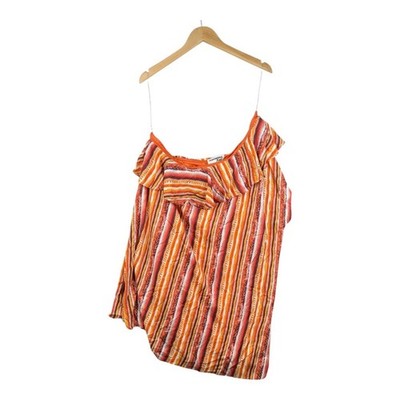 NWT Savanna Jane Western Striped One Shoulder Mini Dress size 2X Orange/Red