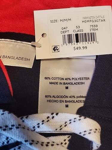 NHL Apparel Washington Capitals Lace-Up Hoodie Hooded Sweatshirt Mens M NEW - Picture 16 of 16