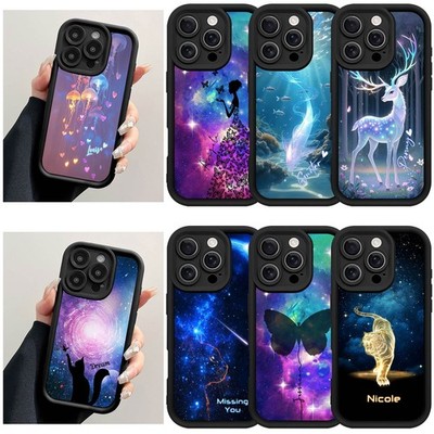 For iPhone 17e 12 13 14 15 16 Pro Max Shockproof Glowing Animal Cover Phone Case