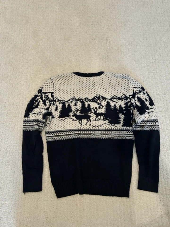 Abercrombie & Fitch Men’s Fair Isle Reindeer Sweater Navy Size Small Vintage - Image 3 of 4