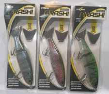 Lot of 3- Storm Arashi Swimmer 7" Jointed Glide Bait Bass Lure 2-3/16oz Sinking