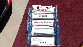SNAP ON NEAR MINT! AWMCG1600B 8 PIECE METRIC "T HANDLE" HEX DRIVER SET!