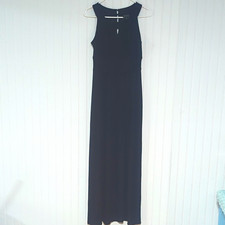 En Focus Studio Women’s 8 Black Solid Maxi Dress Sleeveless Pleated Stretch