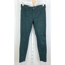 PILCRO Anthropologie Size 27 Skinny Ankle Zip Jeans Jacquard Seamed Green