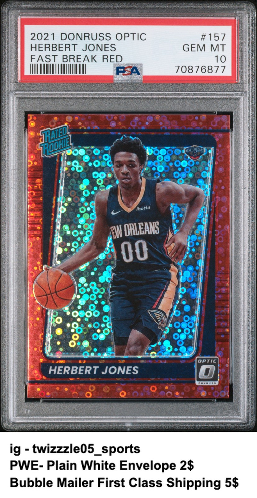 2021 Optic #157 Herbert Jones PSA 10 Fast Break Red /85