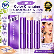 Face Foundation Stick Love, 2-In-1 Color Changing Foundation Stick  Brush