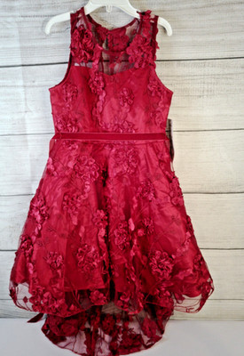 Rare Edition Girls Size 7 Burgundy Lace Pary Dress NWT Special Occasion