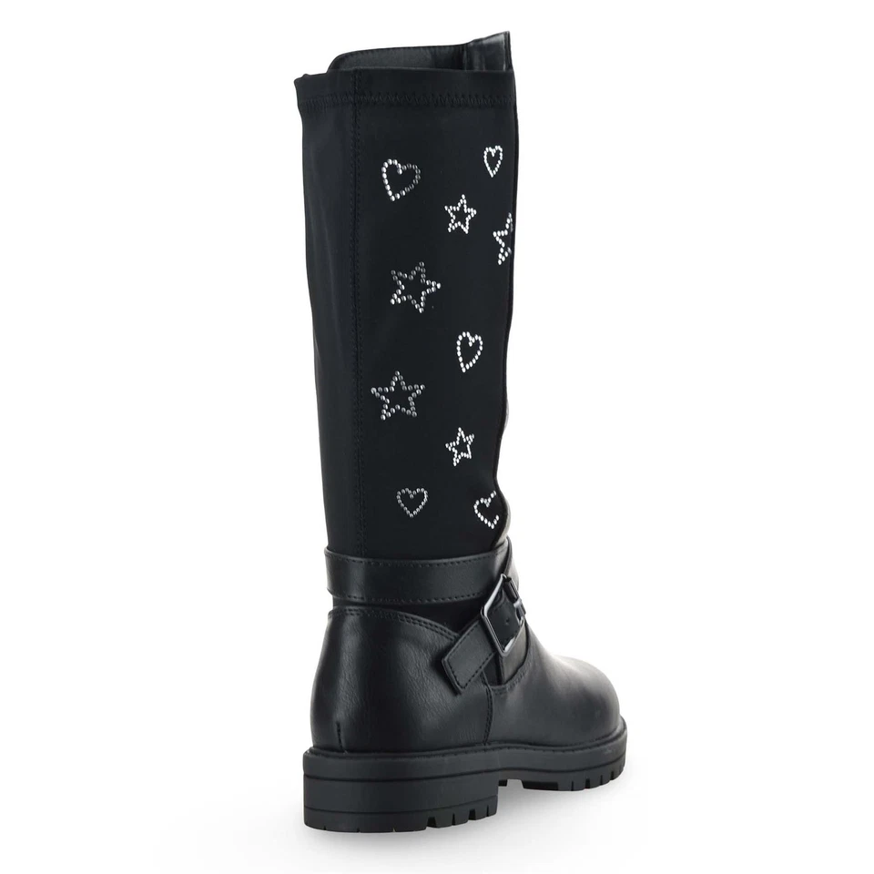 Girls kids Childrens Zip Up School Winter Casual Mid Calf Biker Boots Shoes Size - Image 4 of 4