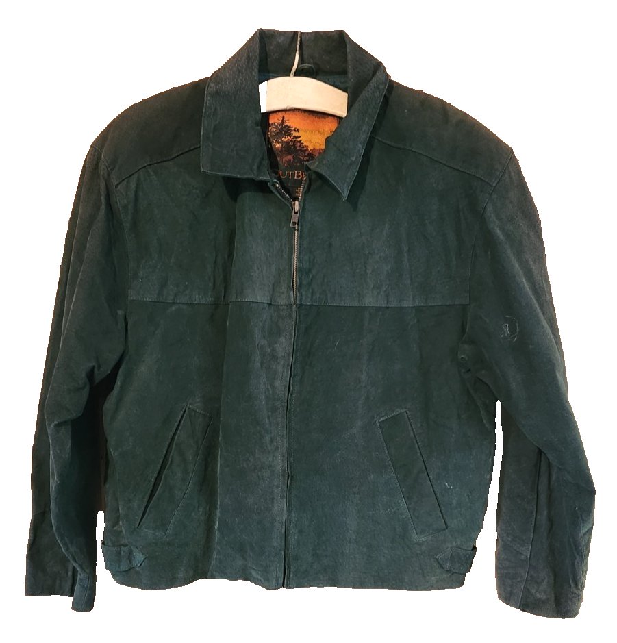 Vintage OutBrook Leather Jacket Green Lined Short Size M