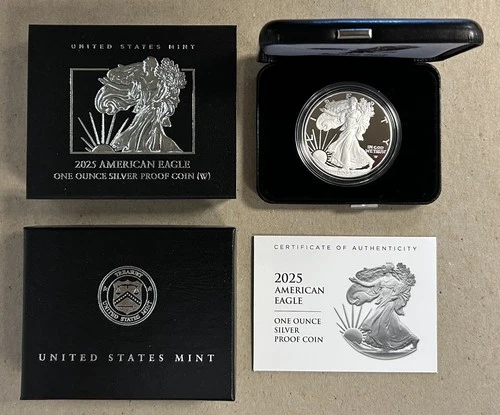 2025-W SILVER EAGLE DOLLAR PROOF COIN WITH ORIGINAL US MINT PACKAGING & COA