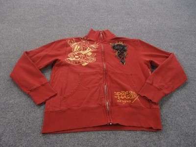 Ed Hardy Jacket Womens XL Red Grunge Y2K Skater Outdoor Preppy