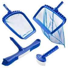 Uimoso Swimming Pool Cleaning Set with Skimmer Net, Rake, and Brush Attachments