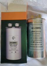 Dual Run AC Capacitor 30/5 uF 30 5 MFD 370V or 440V 50/60hz NEW IN BOX