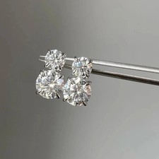 6.00Cts. Round Shape Certified White Diamond Studs In 925 Silver - Tariffs Free