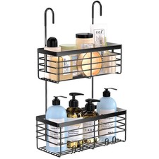 Hanging Shower Caddy, 2 Tier Over the Door Shower Organizer Rack Organizer St...
