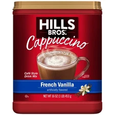 Hills Bros Instant cappuccino mix Sugar Free French Vanilla 12 Ounce Pack of 1..