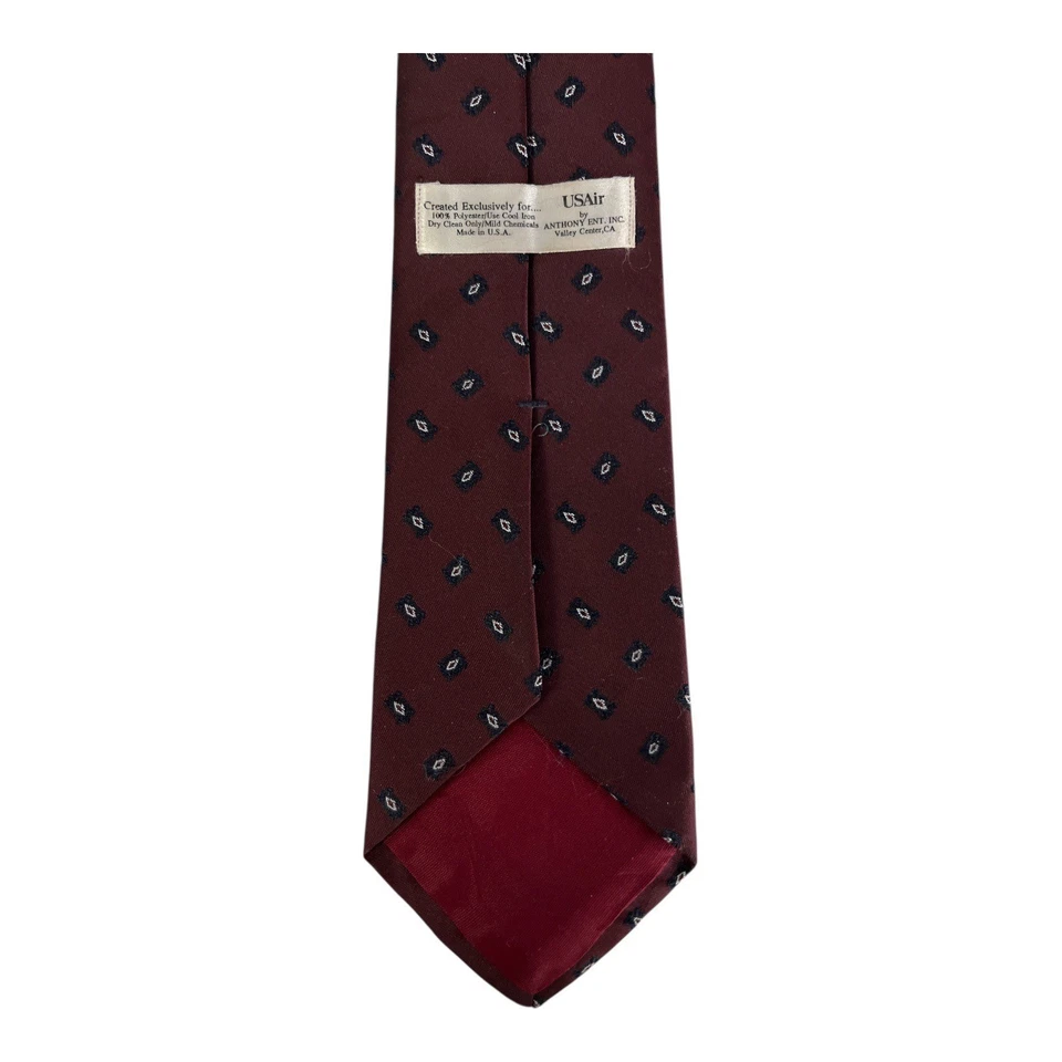 Corbata geométrica vintage USAir borgoña - Hecha en EE. UU. por Anthony Ent. – 57x3 Foto 2 de 4