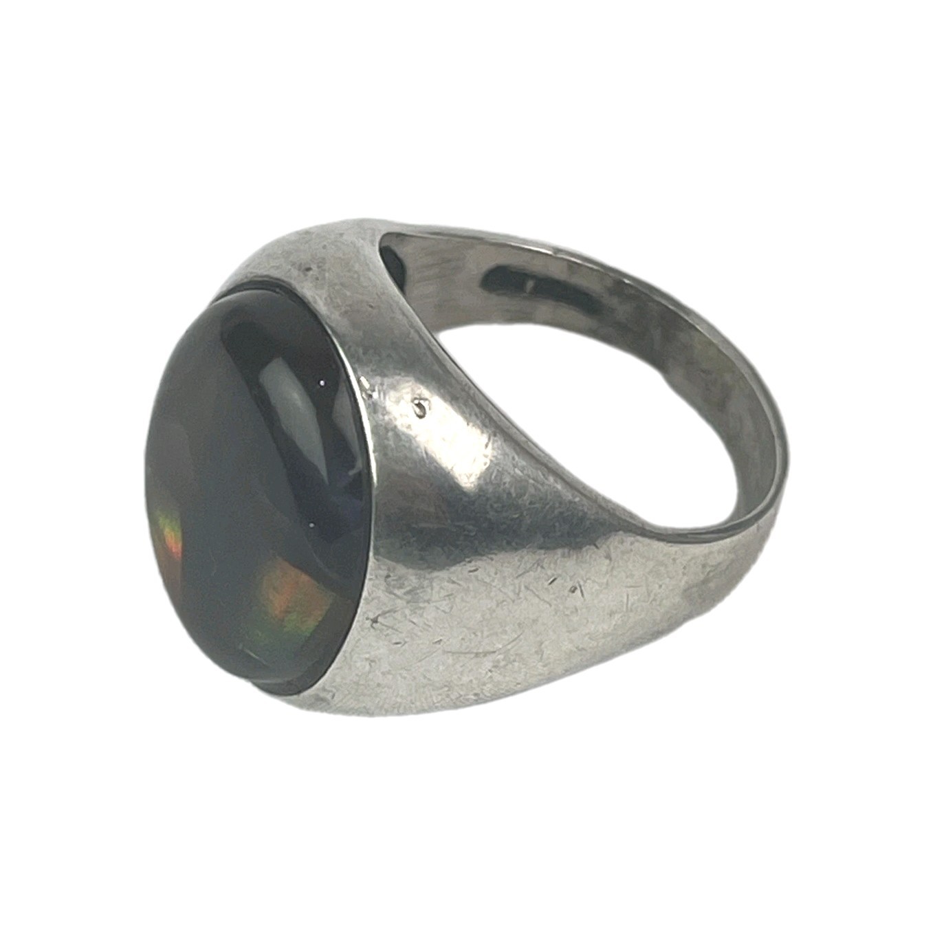 Vintage Solid Silver Fire Agate Large Heavy Ring … - image 5