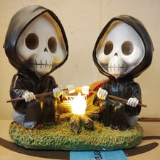 Grim Reaper Fantasy Collectible Figurine w/ LED Light-Up Campfire