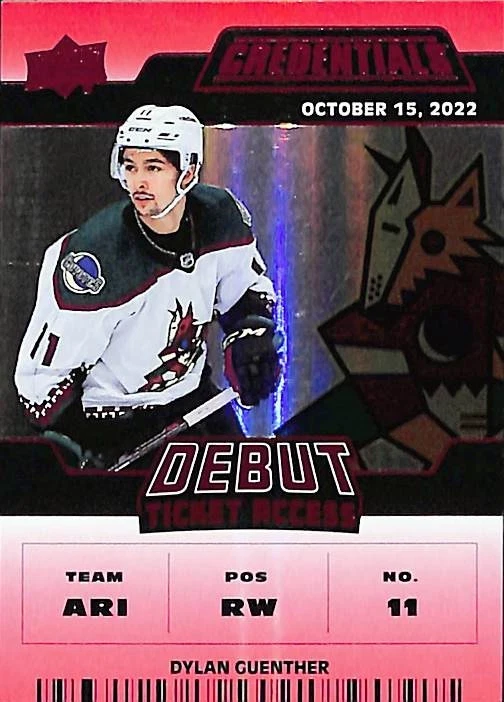 2022-23 Upper Deck Credentials Debut Ticket Access #191 Dylan Guenther /299 - Image 2 of 4