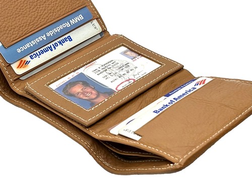 RFID Blocking Premium Leather enter Flap Trifold Wallet Center Flap - 第 11/23 張圖片