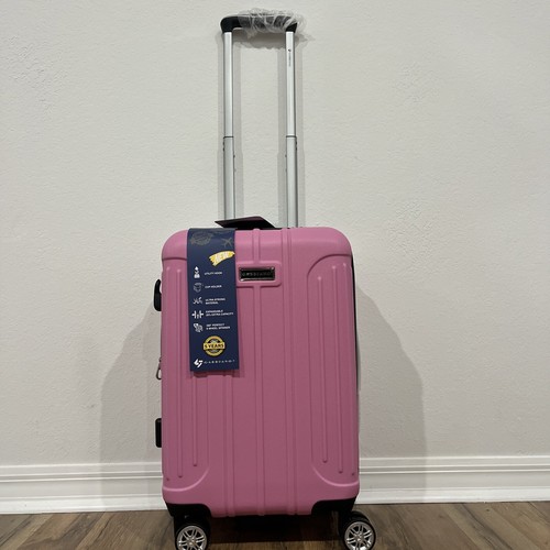 New Gabbiano Sky Blue Carry On Luggage w/ Cup Holder 8 Wheels 20 X 14 X