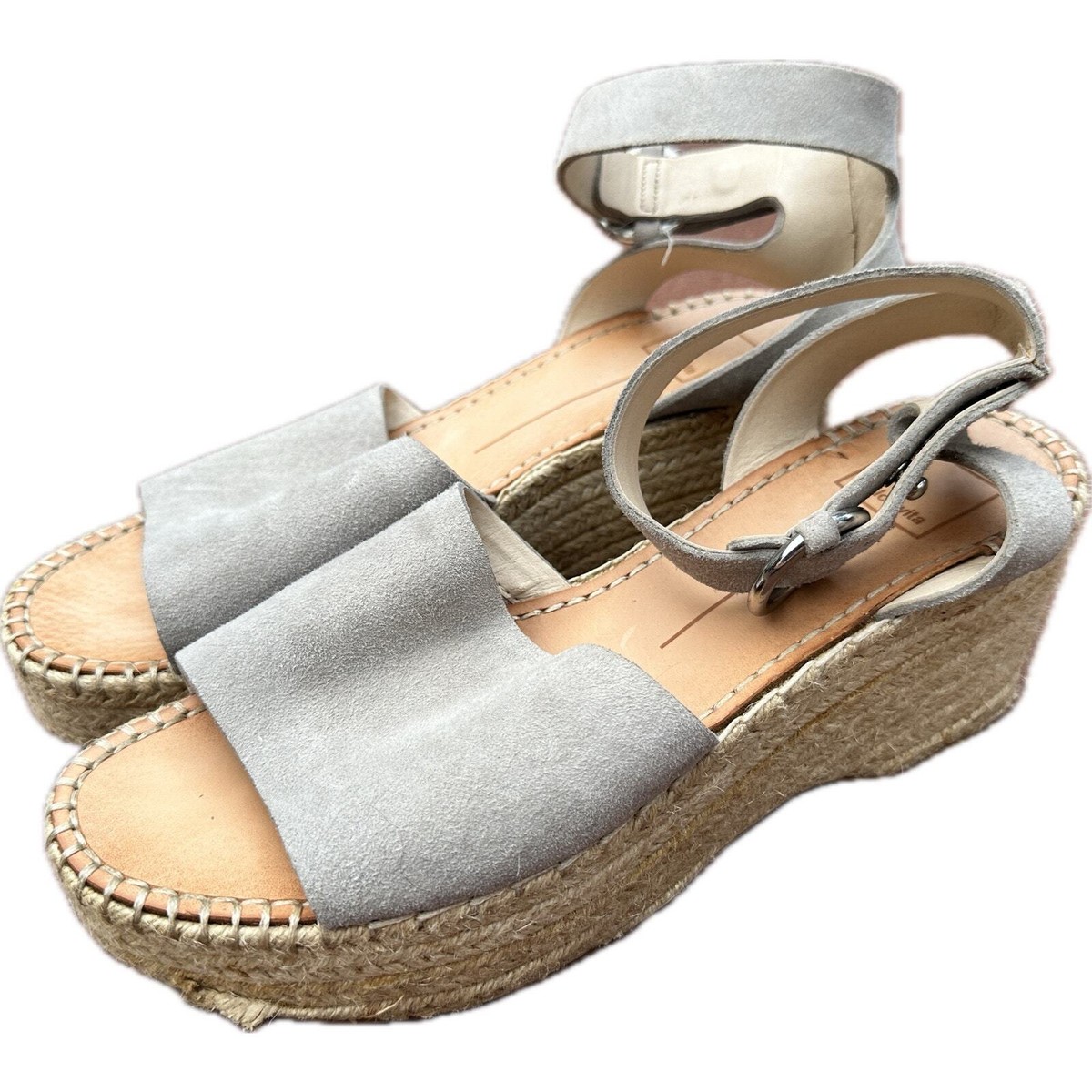 Dolce Vita Lesly Grey Suede Platform Ankle Strap Espadrille