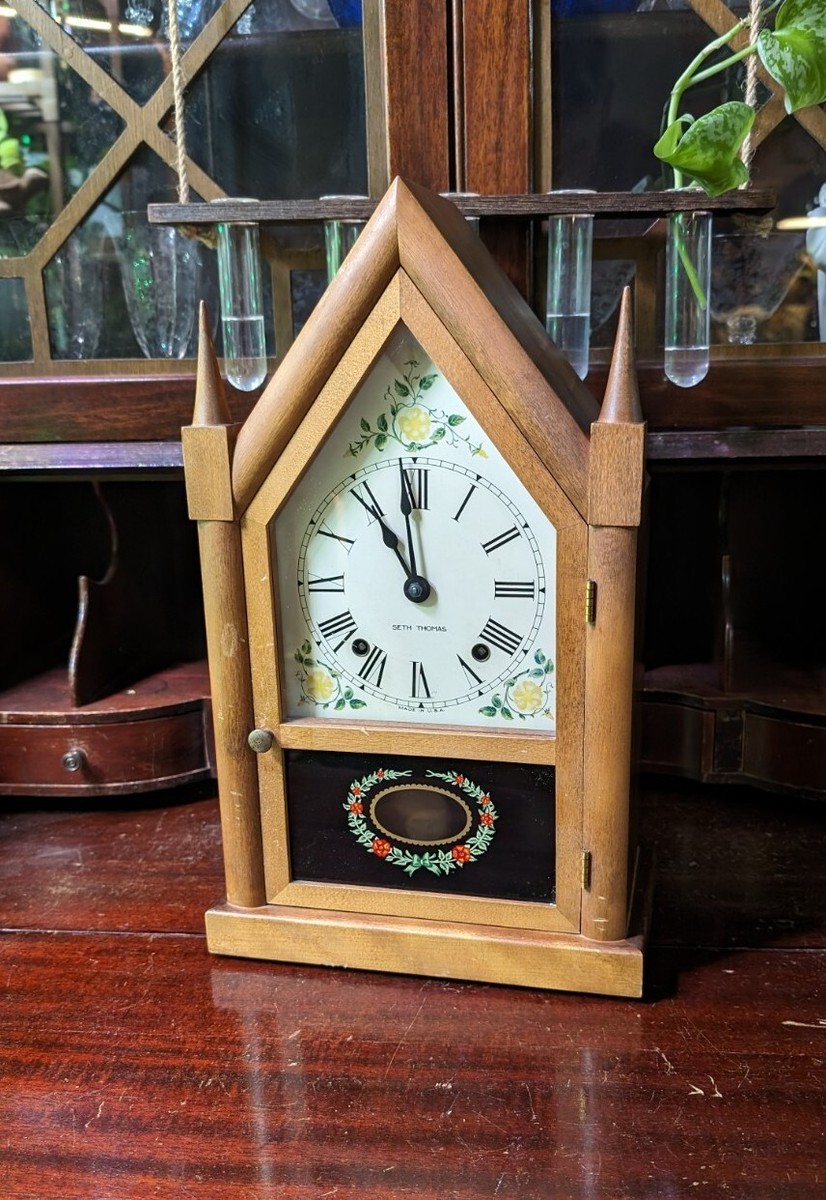 Vintage SETH THOMAS Wood Sharon STEEPLE Chime Rod Key Pendulum