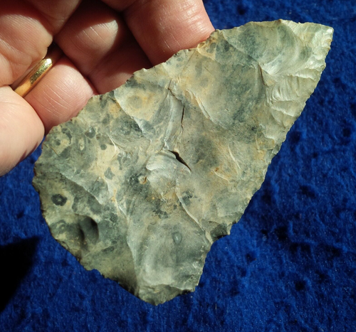 THIN 3.75" ADENA BLADE FROM NELIE BLUE MERCER OHIO ARROWHEAD AUTHENTIC ARROWHEAD