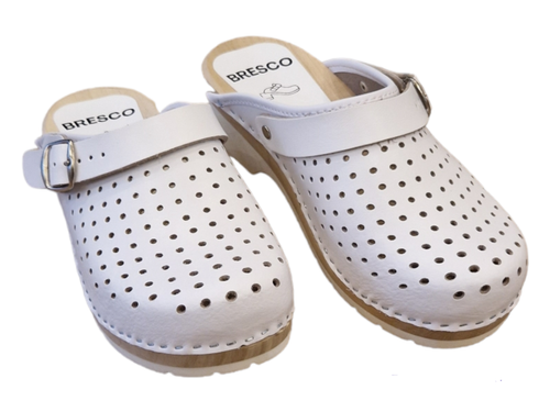 Nursing Wooden Clogs, White Wooden Shoes, Clogs With Holes, Handmade Clogs - Picture 1 of 6