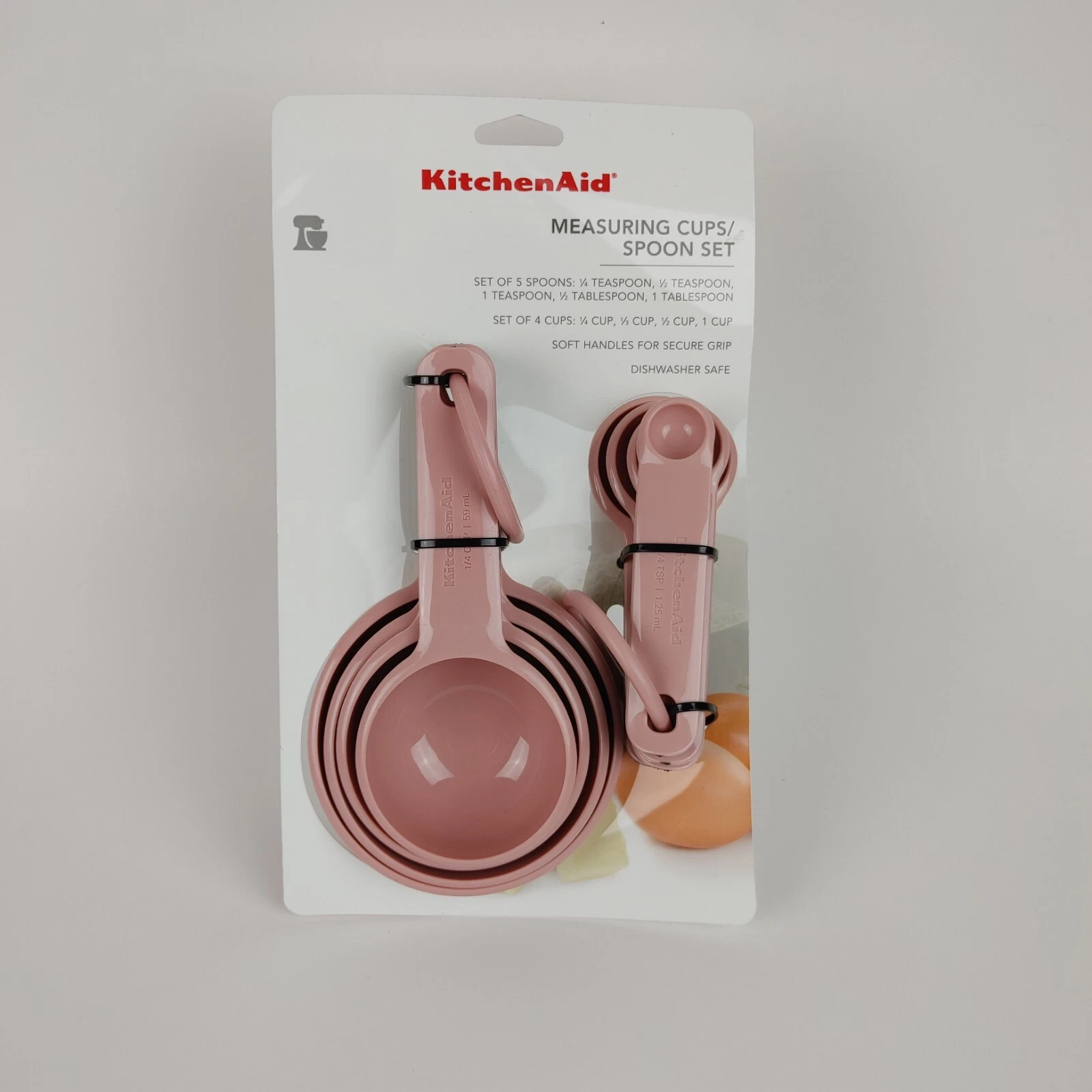 KitchenAid Measuring Cups and Spoons 9 Piece Dried Rose Pink KQ475OHDRA Nesting