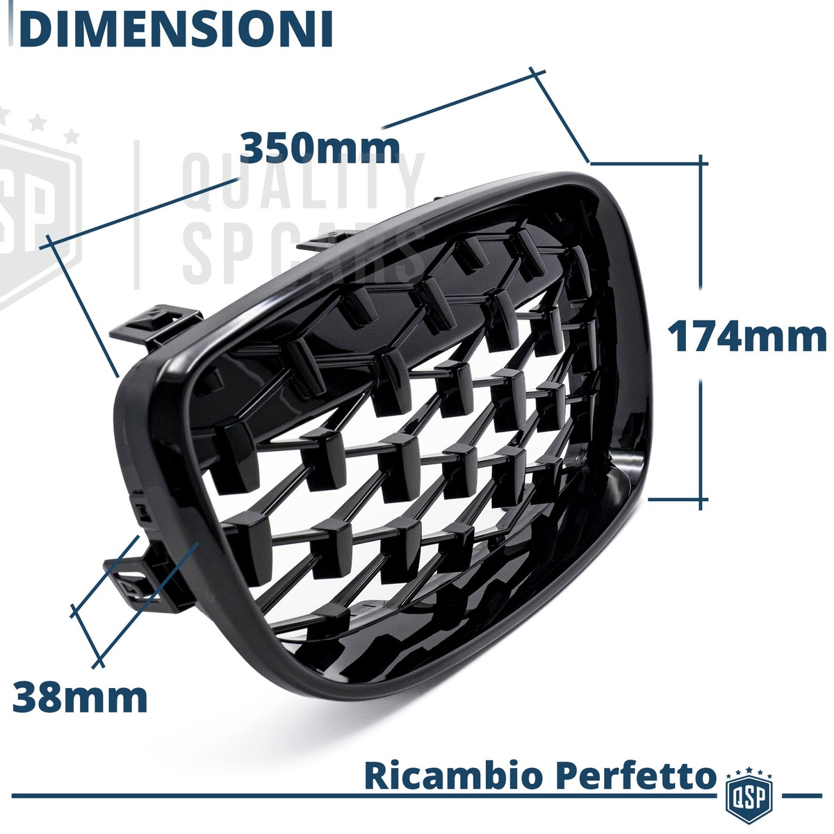 Griglia Radiatore Griglia A Doppio Rene, Doppia Stecca Singola, Nera - Foto 10
