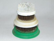 3 Vintage Graduated Zinc/Plastic FLOWER FROGS, Sharp Metal Spikes