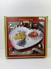 NEW Spode Christmas Tree Peppermint Heart Shaped 2-Piece Dip Set NIP