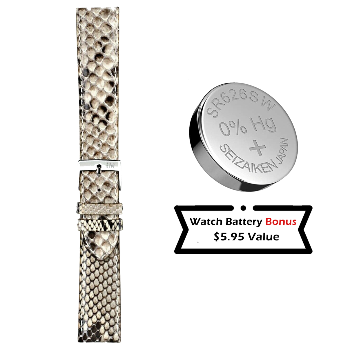 Morellato Celine Python Watch Band - Genuine Python - 16mm + Bonus